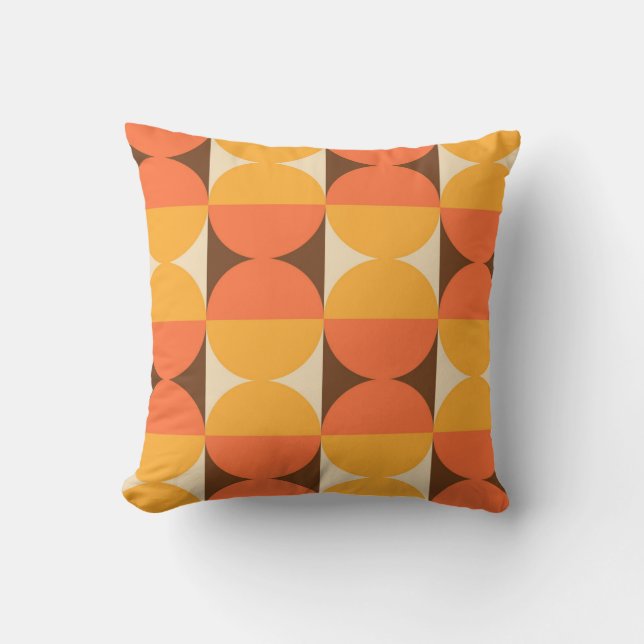 Retro Geometric Half Square and Circle Pattern Cushion (Front)