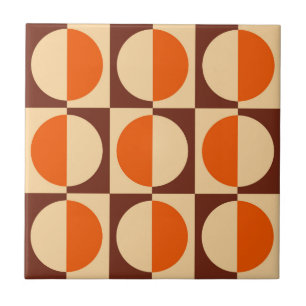 Retro Geometric Half Square and Circle Pattern Tile