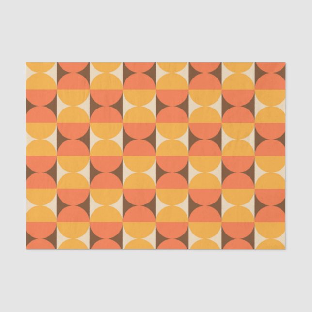Retro Geometric Half Square and Circle Pattern Tissue Paper (Front)