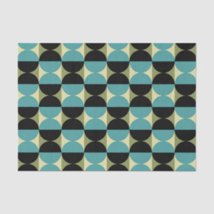 Retro Geometric Half Square and Circle Pattern Tissue Paper