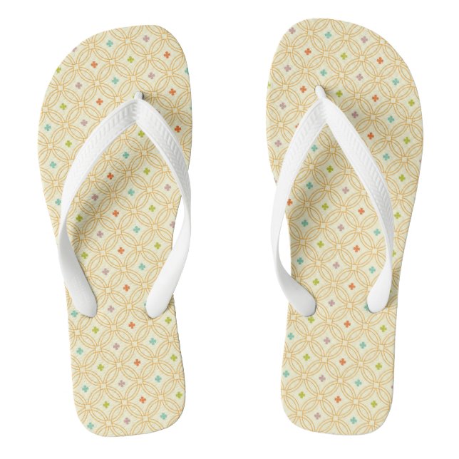 Retro Geometric Interlocking Circle Pattern Jandals (Footbed)
