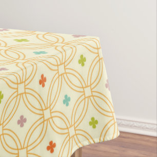 Retro Geometric Interlocking Circle Pattern Tablecloth