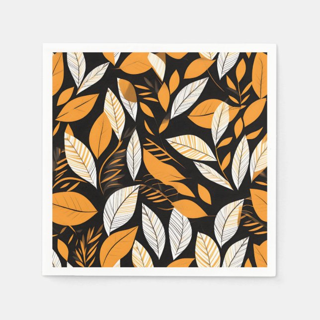 Retro Geometric Leaves on Bold Background Napkin (Front)