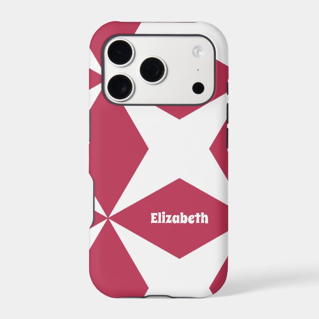 Retro Geometric Magenta Red Pattern  (Back)