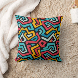 Retro Geometric Maze Pattern Cushion