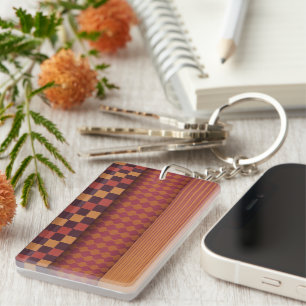 Retro Geometric Midcentury Pattern Key Ring