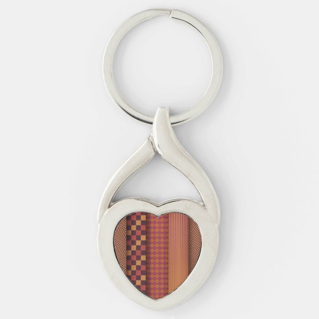 Retro Geometric Midcentury Pattern Key Ring (Front)