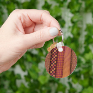Retro Geometric Midcentury Pattern Key Ring