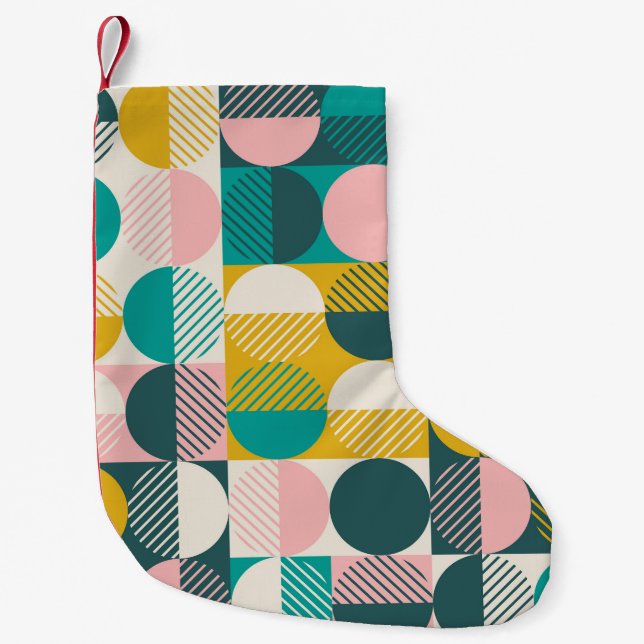 Retro geometric: modern vintage pattern. small christmas stocking (Front)