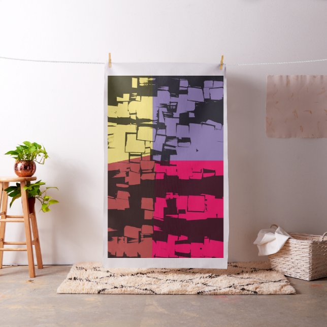Retro Geometric Mosaic Abstract Art #4 Fabric (In Situ)