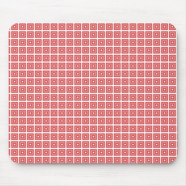 Retro Geometric Mousepad, Bright Red Mouse Pad (Front)