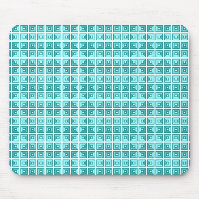 Retro Geometric Mousepad, Turquoise Mouse Pad (Front)