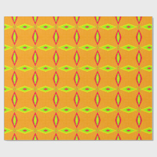 Retro Geometric Orange and Lime Diamond Pattern  Wrapping Paper