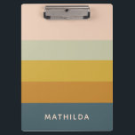 Retro Geometric Pastel Colour Block Personalised<br><div class="desc">Retro Geometric Pastel Colour Block Personalised Clipboard</div>