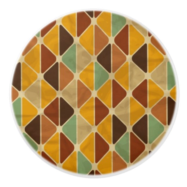 Retro geometric pattern 3 ceramic knob (Front)