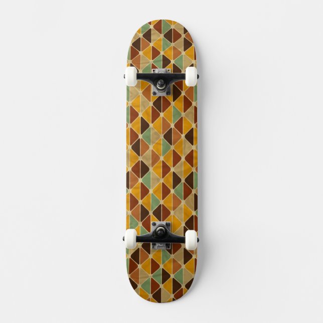 Retro geometric pattern 3 skateboard (Front)