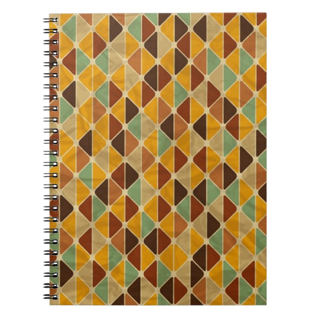 Retro geometric pattern 3 spiral notebook (Front)