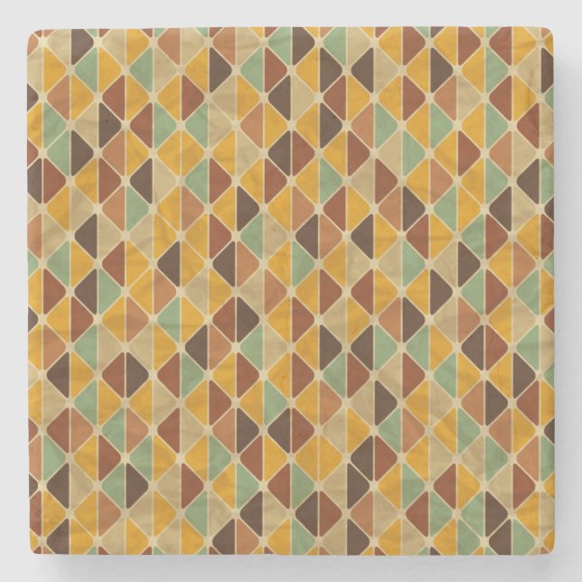 Retro geometric pattern 3 stone coaster (Front)