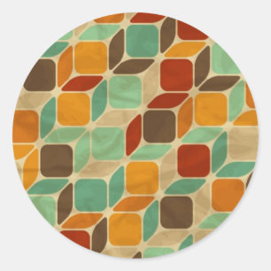 Retro geometric pattern 4 classic round sticker