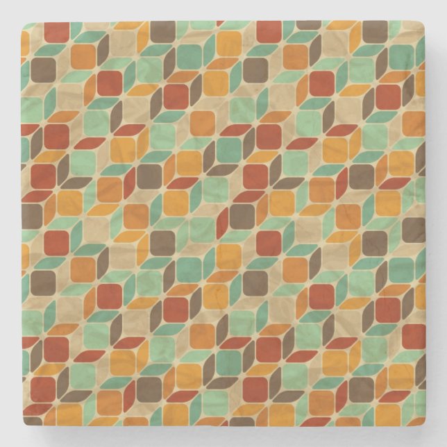 Retro geometric pattern 4 stone coaster (Front)