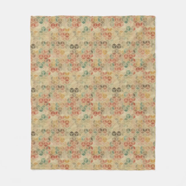 Retro geometric pattern 5 fleece blanket (Front)