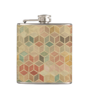 Retro geometric pattern 5 hip flask