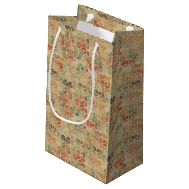 Retro geometric pattern 5 small gift bag (Back Angled)