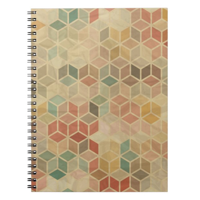 Retro geometric pattern 5 spiral notebook (Front)