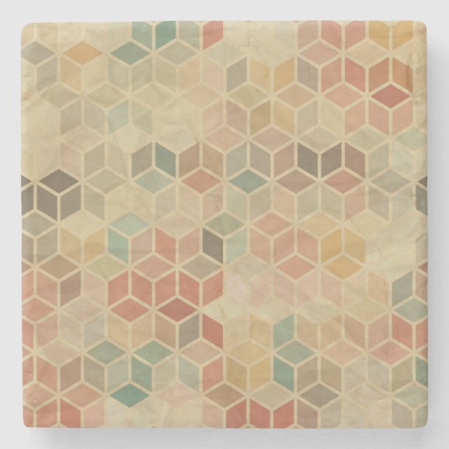 Retro geometric pattern 5 stone coaster (Front)