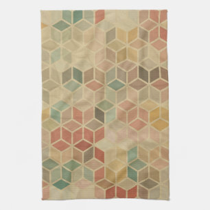 Retro geometric pattern 5 tea towel