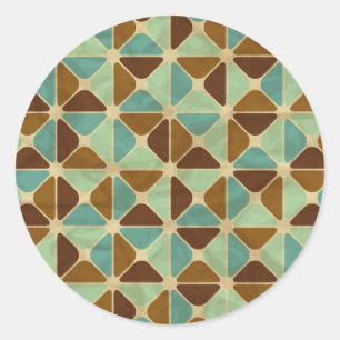 Retro geometric pattern classic round sticker