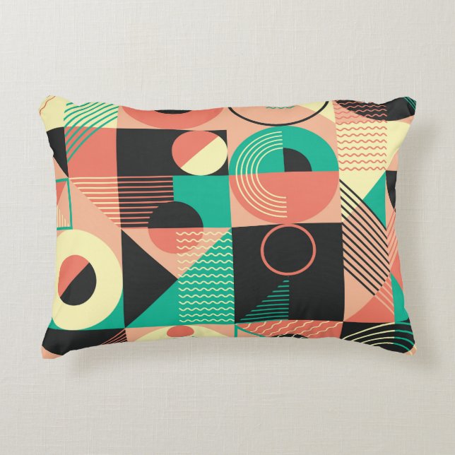 Retro Geometric Pattern Design Decorative Cushion (Front)