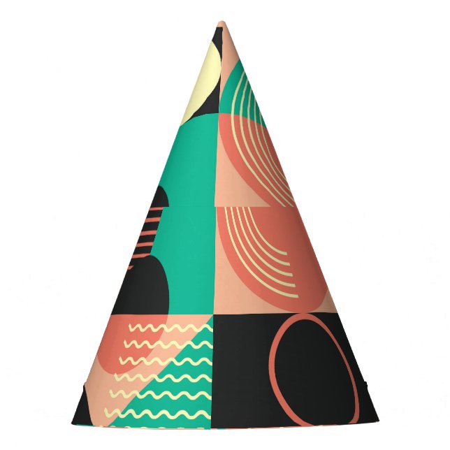 Retro Geometric Pattern Design Party Hat (Front)
