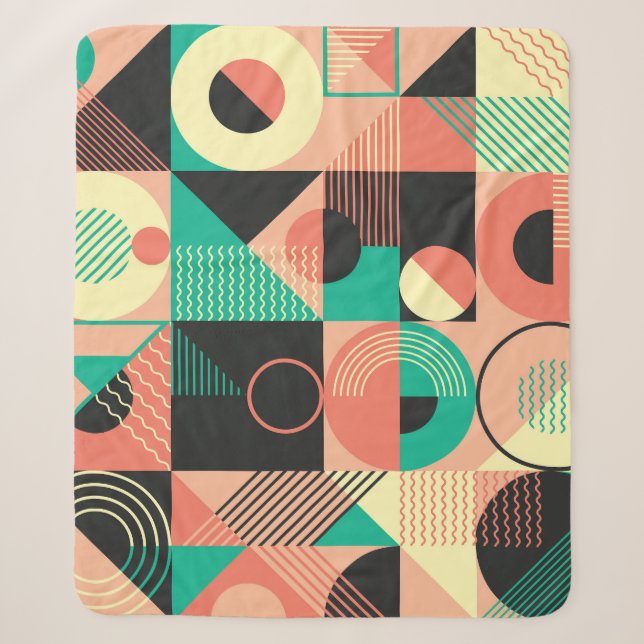 Retro Geometric Pattern Design Sherpa Blanket (Front)