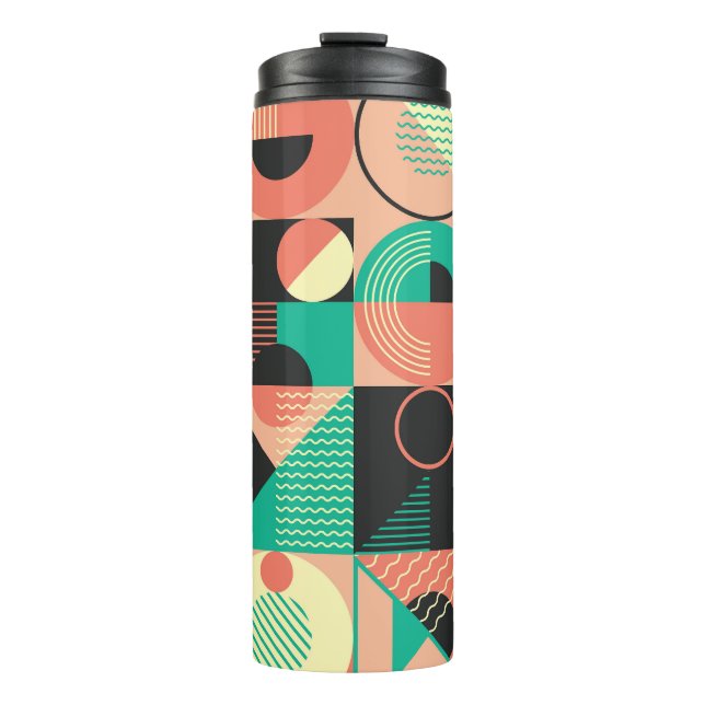 Retro Geometric Pattern Design Thermal Tumbler (Front)