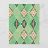 Retro Geometric Pattern Green Pink Diamond Star