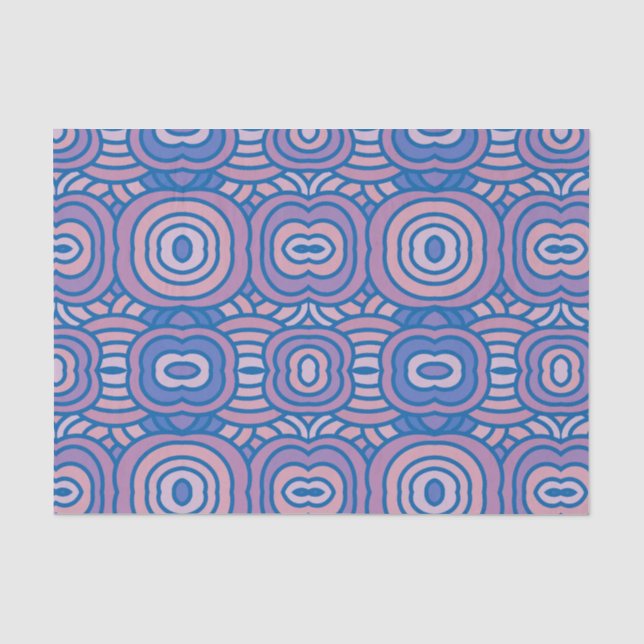 Retro Geometric Pattern in Blue and Pink  Tissue Paper (Front)