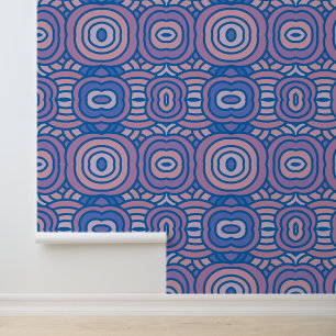 Retro Geometric Pattern in Blue and Pink Wallpaper