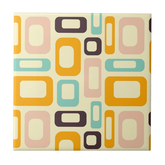 Retro geometric pattern in light beige background tile (Front)