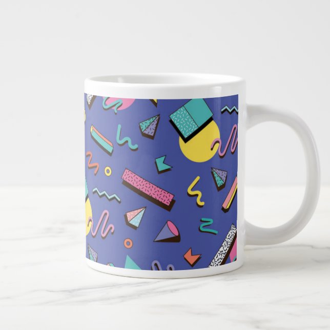 Retro Geometric Pattern Large Coffee Mug (Right)