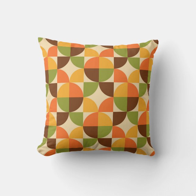 Retro Geometric Pattern Mid Mod Autumn Cushion (Front)