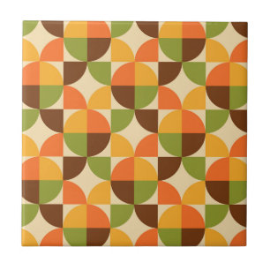 Retro Geometric Pattern Mid Mod Autumn Tile
