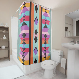 Retro Geometric Pattern mix Shower Curtain