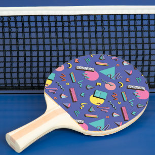 Retro Geometric Pattern Ping Pong Paddle