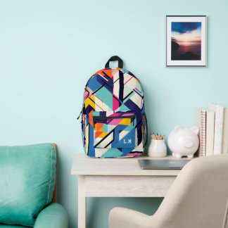 Retro geometric pattern printed backpack