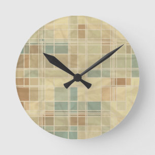 Retro geometric pattern round clock