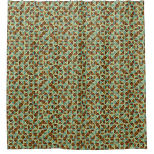 Retro geometric pattern shower curtain