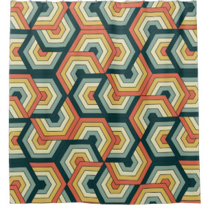 Retro Geometric Pattern Shower Curtain