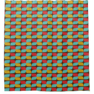 Retro Geometric Pattern Shower Curtain