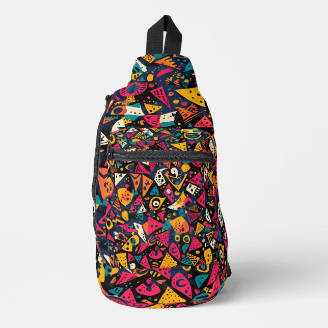 Retro Geometric Pattern  Sling Bag (Front)